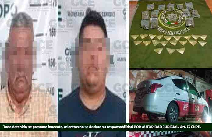 Detienen a dos hombres con drogaa bordo de un taxi