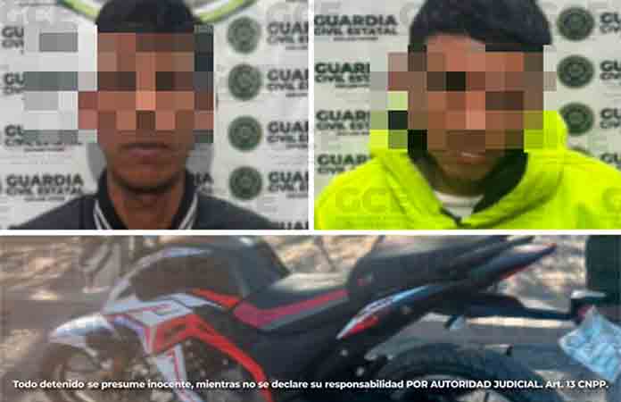 Detienen a 2 sujetos con motocicleta robada