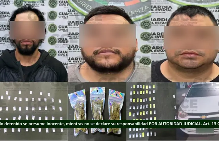 Presuntos maleantes son capturados con distintas drogas